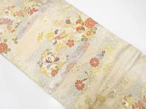 霞に宝尽くし・花模様織出し袋帯